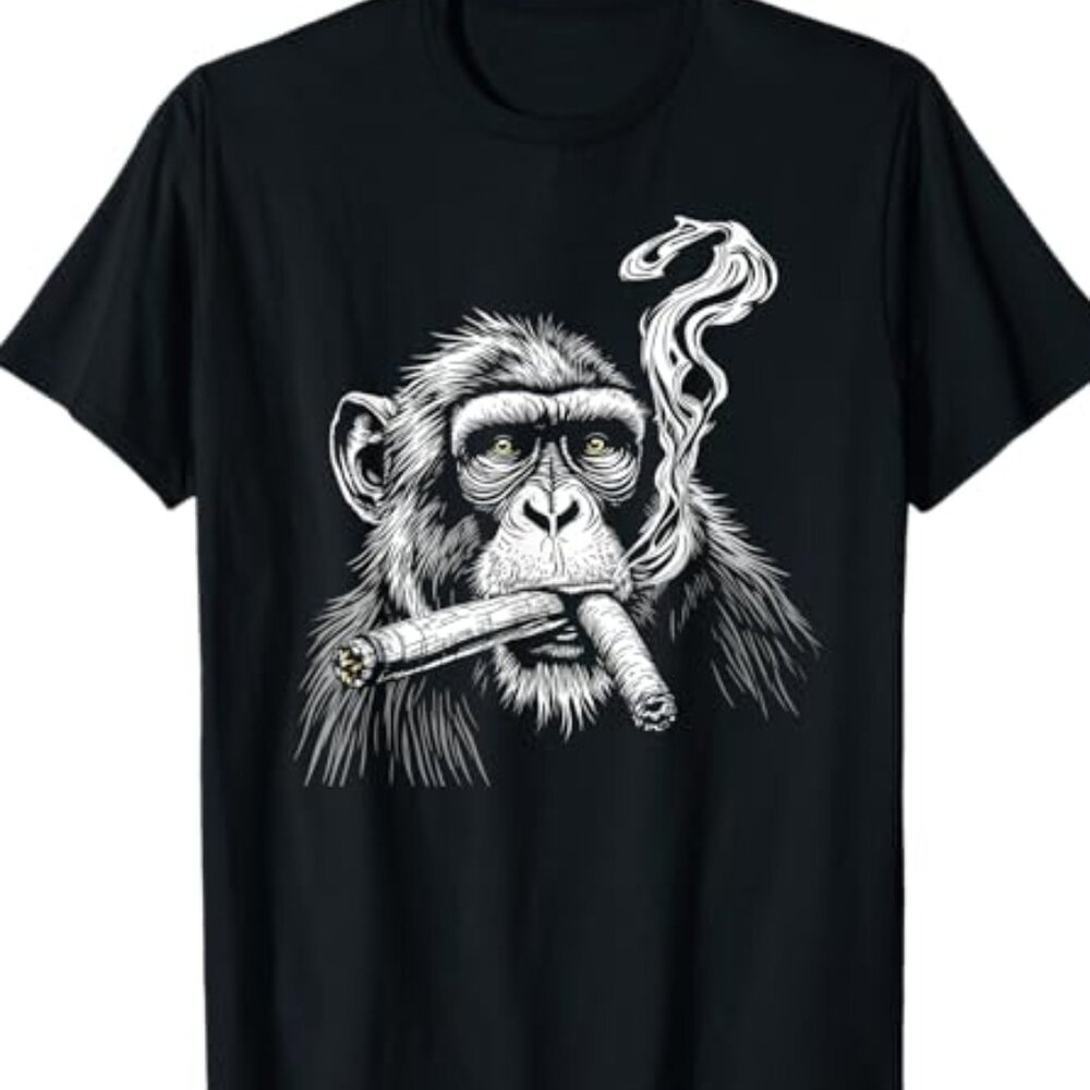 Smoking Monkey Tee – Funny Animal Cigar Graphic T-Shirt